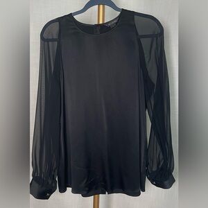 St. John Black Silk Blend Blouse, NWOT, beautiful condition
